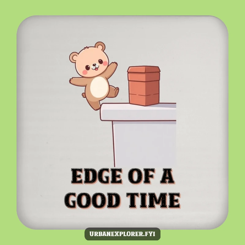 Funny Kawaii Bear Coaster Set: Cute Rooftop Balance Drink Coasters, Perfect Funny Gift
