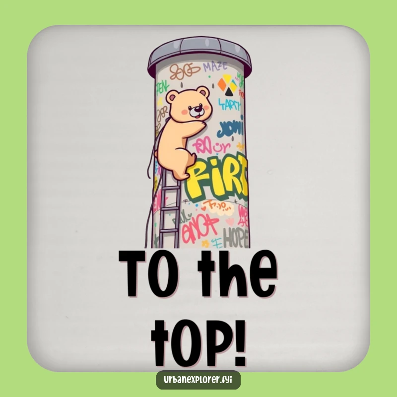 Funny Kawaii Bear Water Tower Coaster - Protect Surfaces with Humor