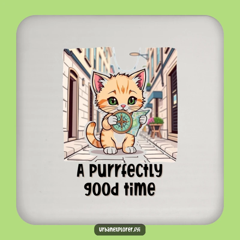 Funny Kitten Alley Coaster: Protect Surfaces with Urban Charm