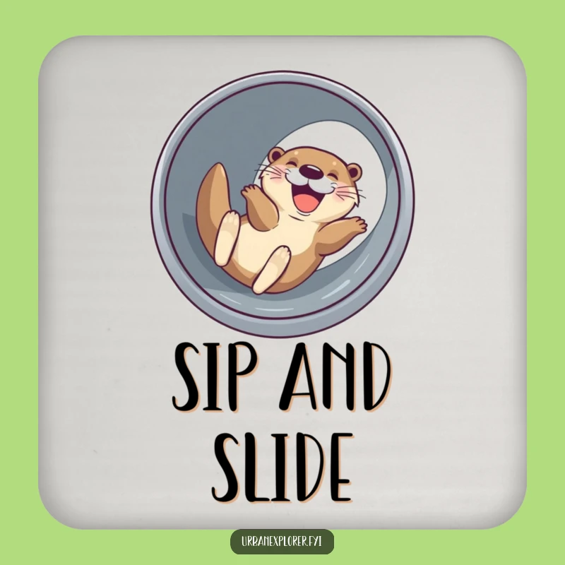 Funny Otter Drainage Pipe Coaster Set: Joyful Sliding Barware!