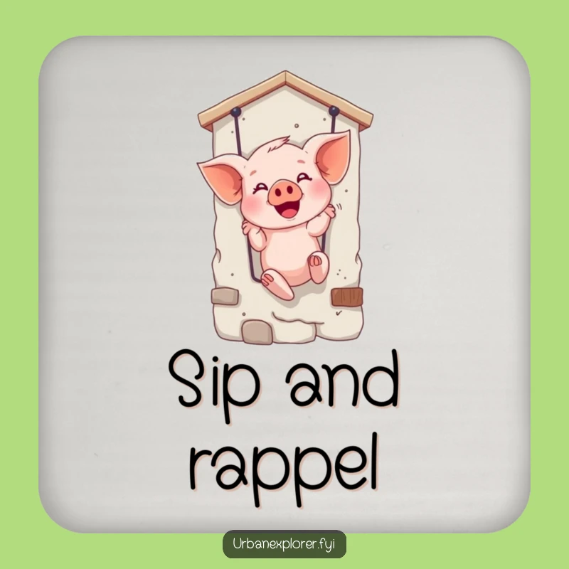 Funny Giggling Piglet Rappelling Coaster - Protect Surfaces Joyfully