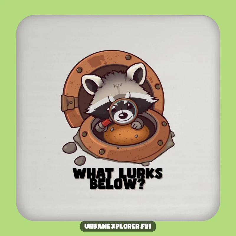Funny Kawaii Raccoon Detective Coasters (Set of 4) - Cute Mystery Decor