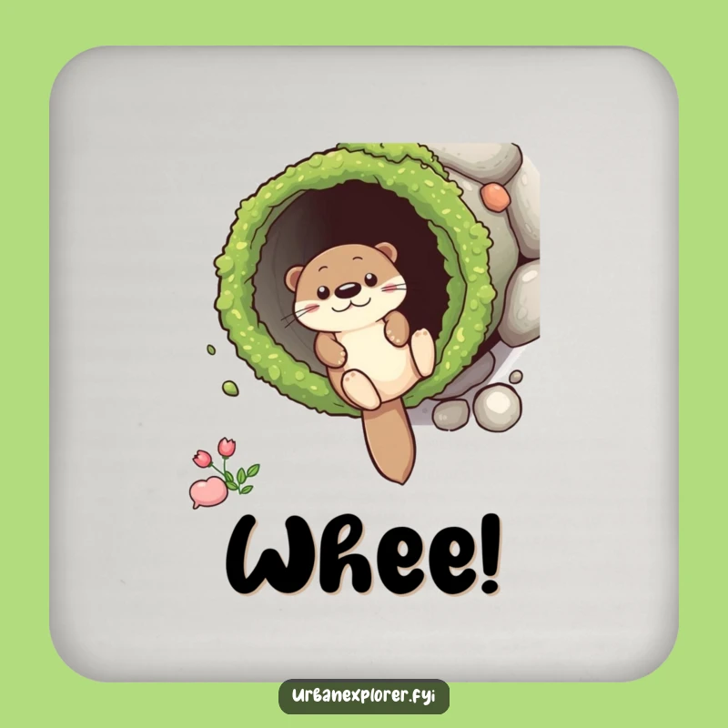 Funny Otter Drainpipe Coaster Set: Protect Surfaces with Playful Art Gift