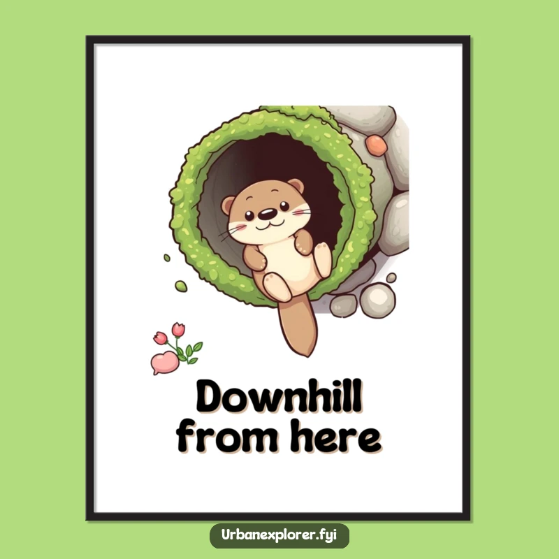 Funny Otter Drainpipe Poster: Whimsical Animal Art for Wall Decor Gift