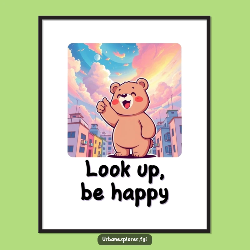 Funny Bear Sky Poster: Whimsical Wonder Art for Wall Decor
