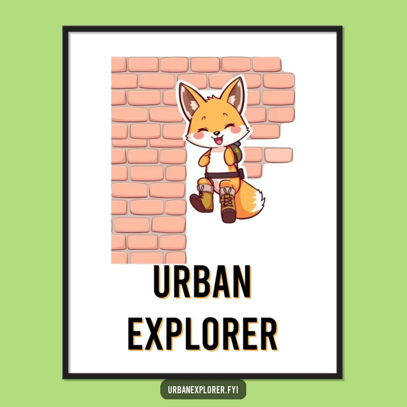 Funny Fox Rappelling Poster - Bold Wall Art for Adventurous & Humorous Spaces