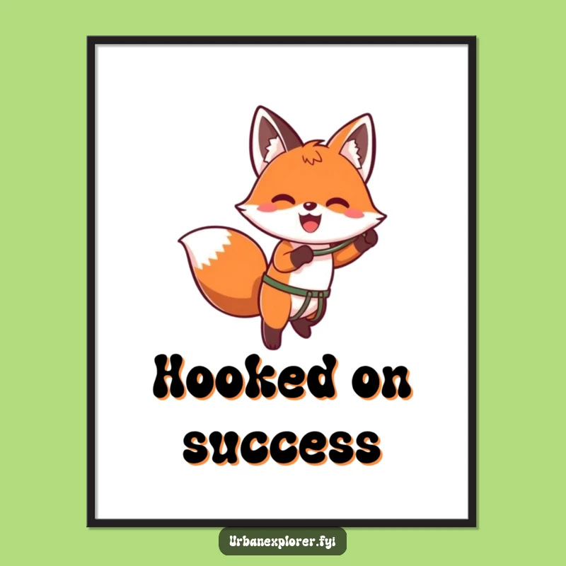 Funny Kawaii Fox Grappler Poster - Enthusiastic Character Art Print Gift