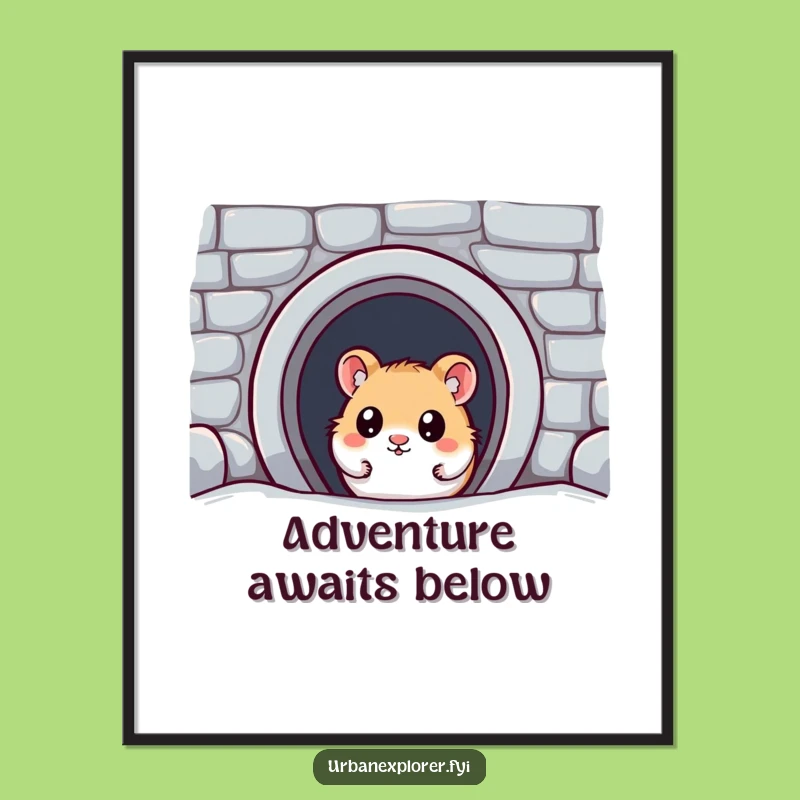 Funny Kawaii Hamster Poster - Hilarious Subway Discovery Art Print