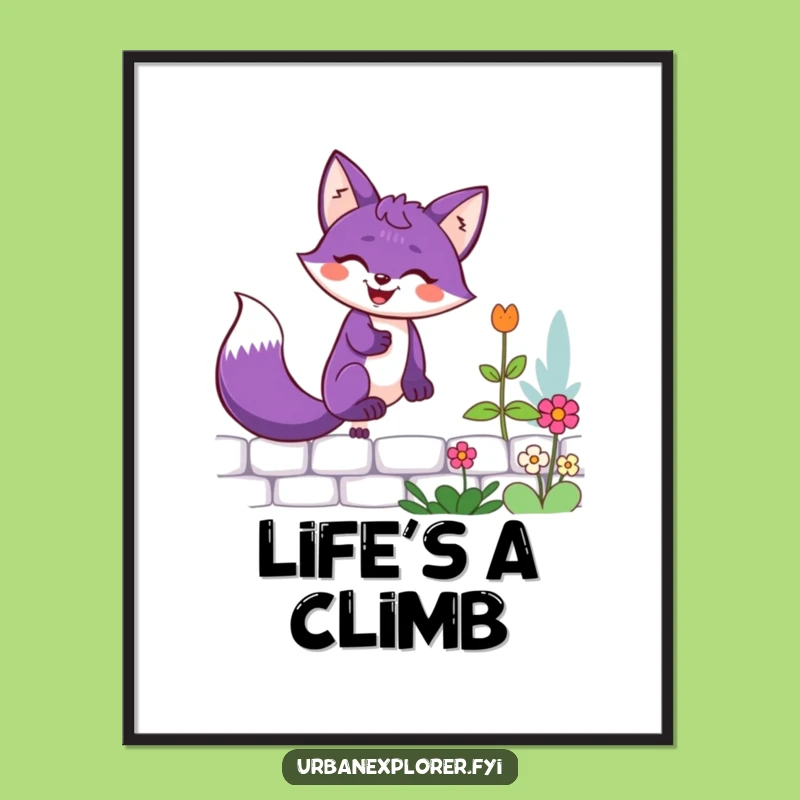 Funny Purple Fox Garden Wall Poster: Vibrant Art for a Cheerful Home!