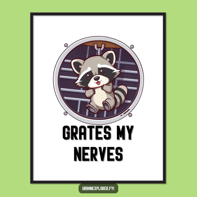 Funny Raccoon Poster: Add Whimsy to Your Walls with This Hilarious Art Print!