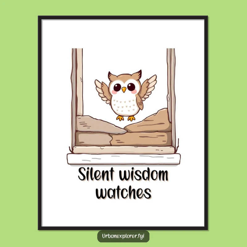 Funny Owl Poster: Joyful Landing Wall Art for Whimsical Decor