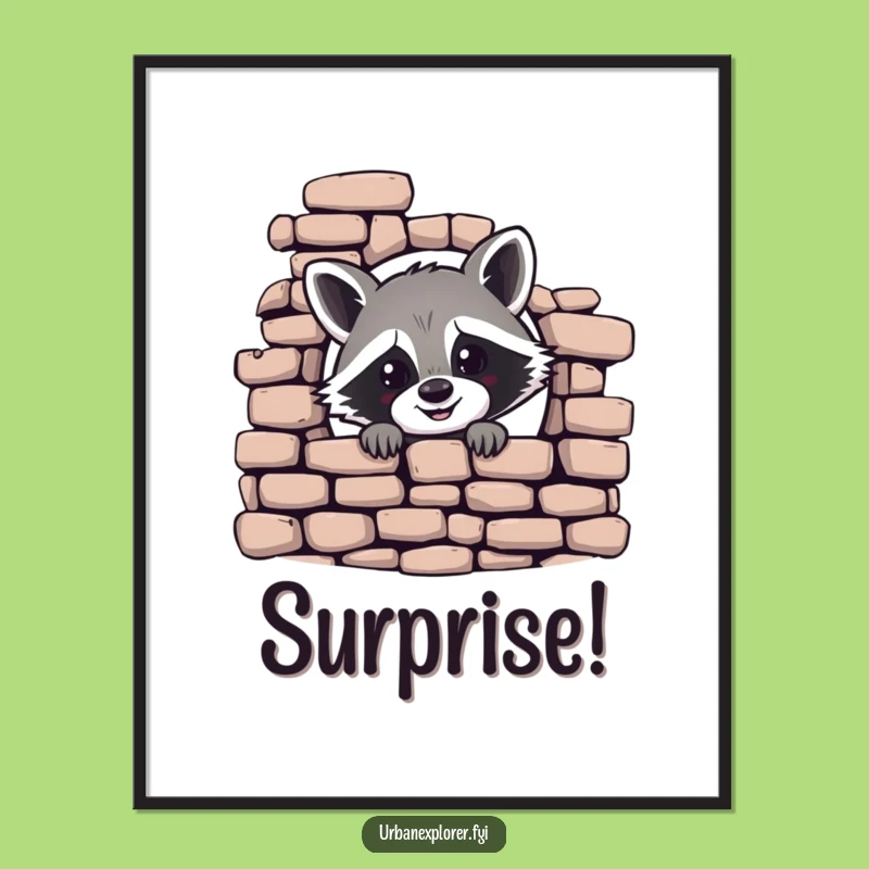 Funny Raccoon Wall Art - Humorous Gift for Cheeky Decor Lovers