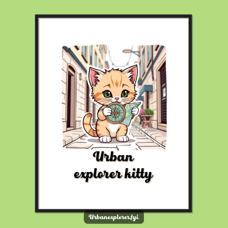 Funny Kitten Map Poster: Hilarious Art for Urban Adventure Lovers