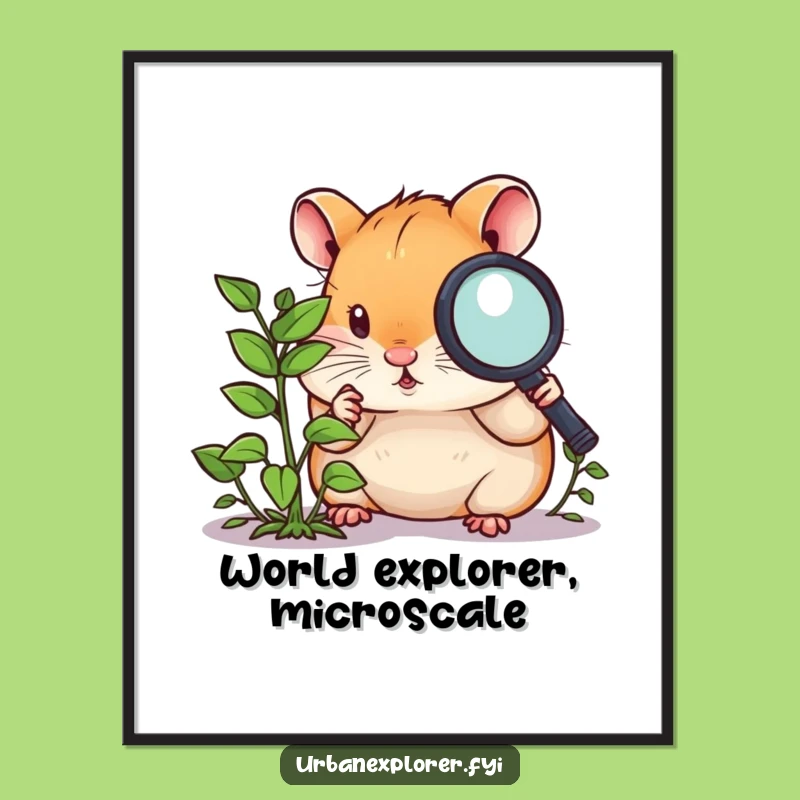 Funny Hamster Magnifying Glass Poster: Curious Weed Examiner Wall Art