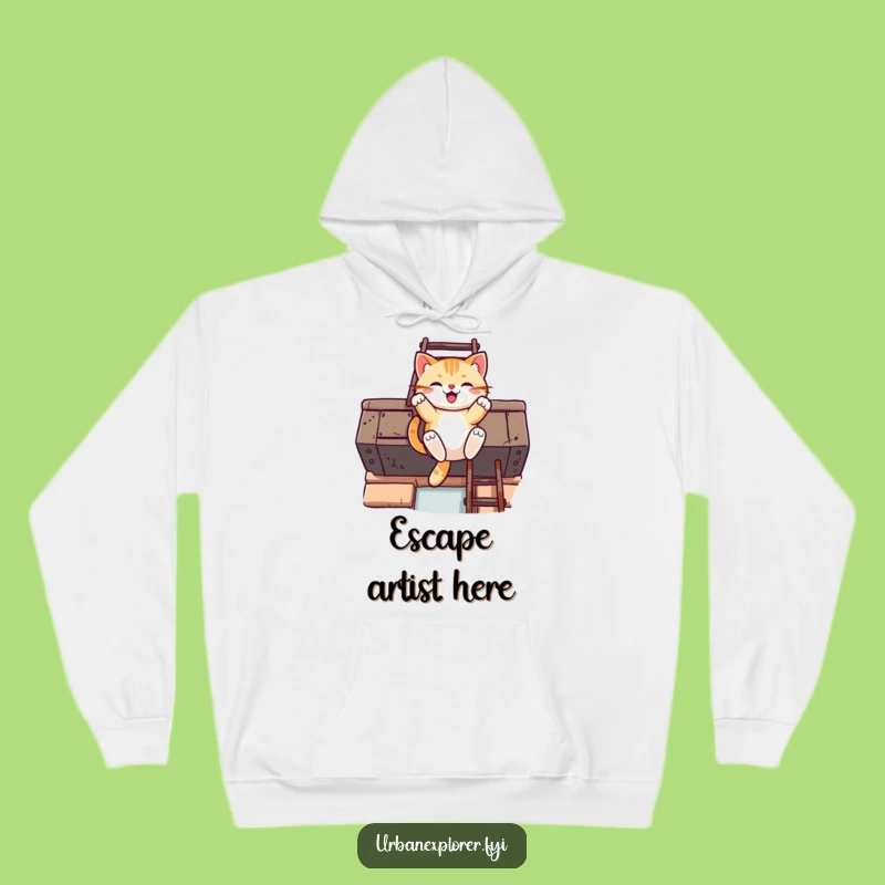 Funny Kawaii Cat Fire Escape Hoodie: Cozy Urban Swing, Warm Cat Lover Gift