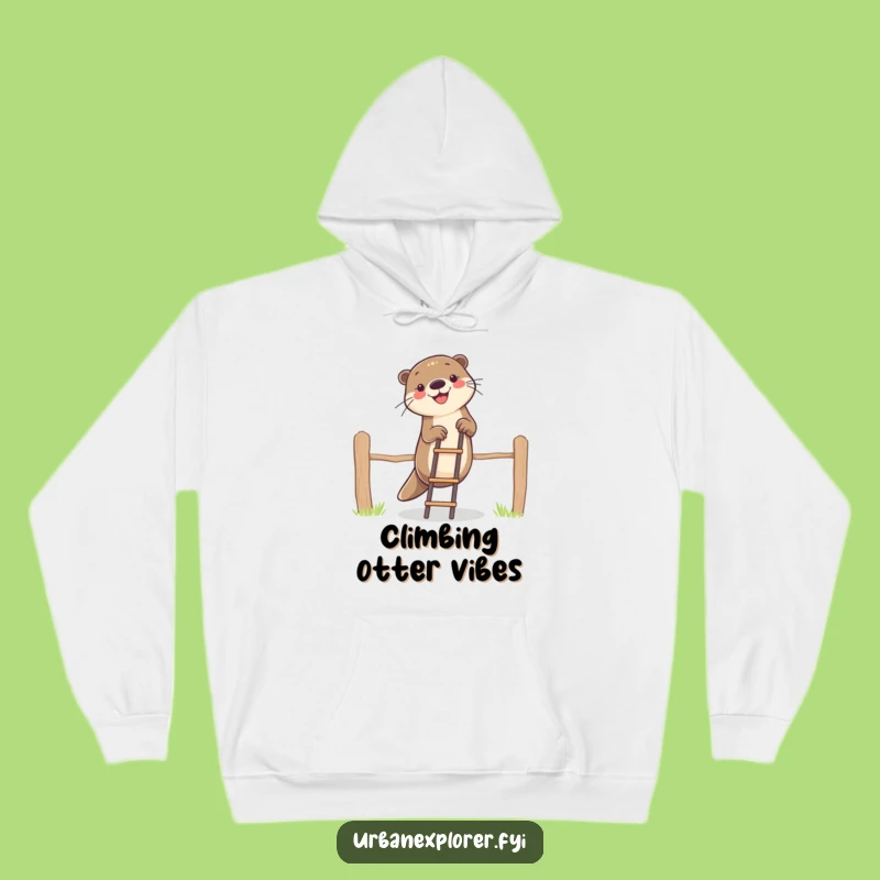 Funny Otter Climbing Fence Hoodie - Cozy & Hilarious Animal Lover Gift