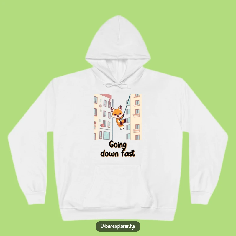 Funny Fox Urban Descent Hoodie - Cozy & Humorous Gift for Thrill-Seekers