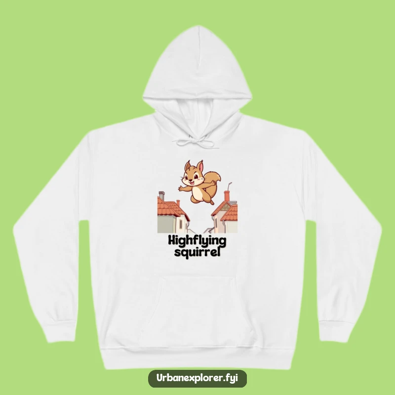 Funny Squirrel Rooftop Hoodie - Cozy & Humorous Gift for the Driven