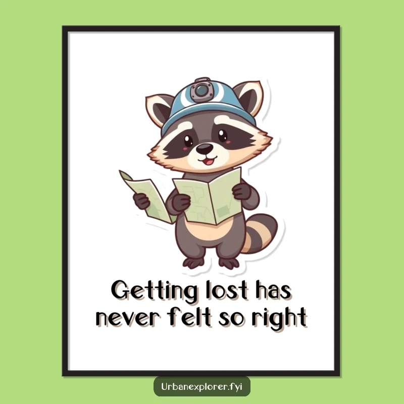 Free Printable Wall Art: Raccoon's Adventure Map, Hilarious Downloadable Decor for Explorers