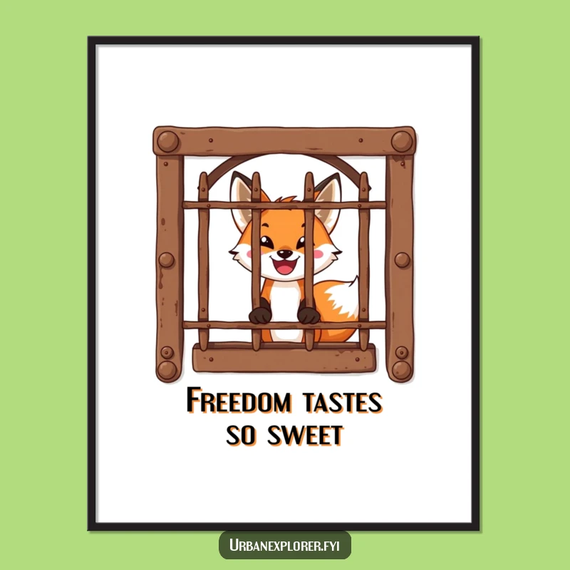 Funny Free Printable Wall Art: Brave Fox Window Peek - Humorous Downloadable Home Decor Gift