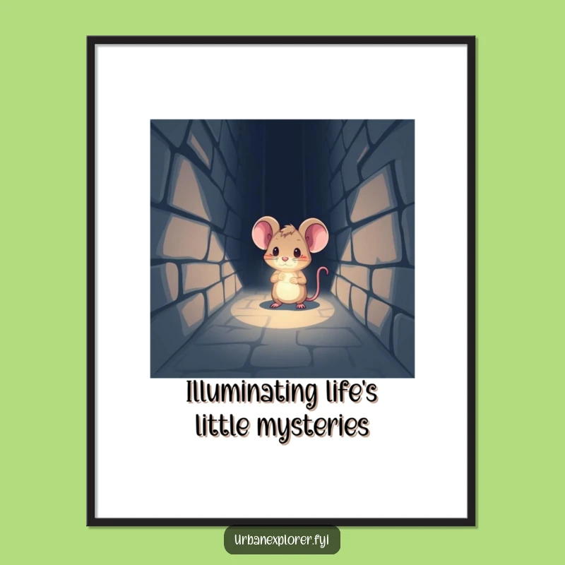 Funny Free Printable Wall Art: Mouse Explorer in Alley - Humorous Downloadable Decor Gift