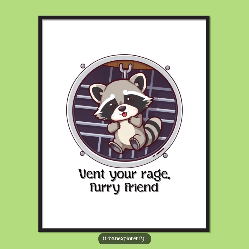 Funny Wall Art Printable: Raccoon's Venture - Humorous Downloadable Decor for Your Home