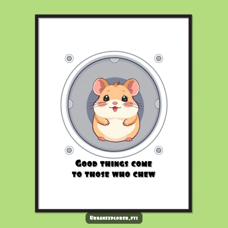 Funny Free Printable Wall Art: Cheerful Hamster in Vent, Quirky Downloadable Decor