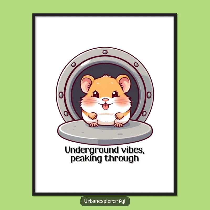 Funny Free Printable Wall Art: Hamster Peeking From Manhole