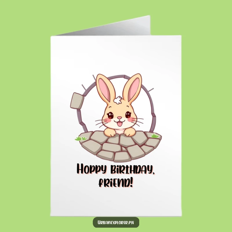 Free Printable Birthday Card: Bunny Peeks Through Grate Funny Downloadable Gift!