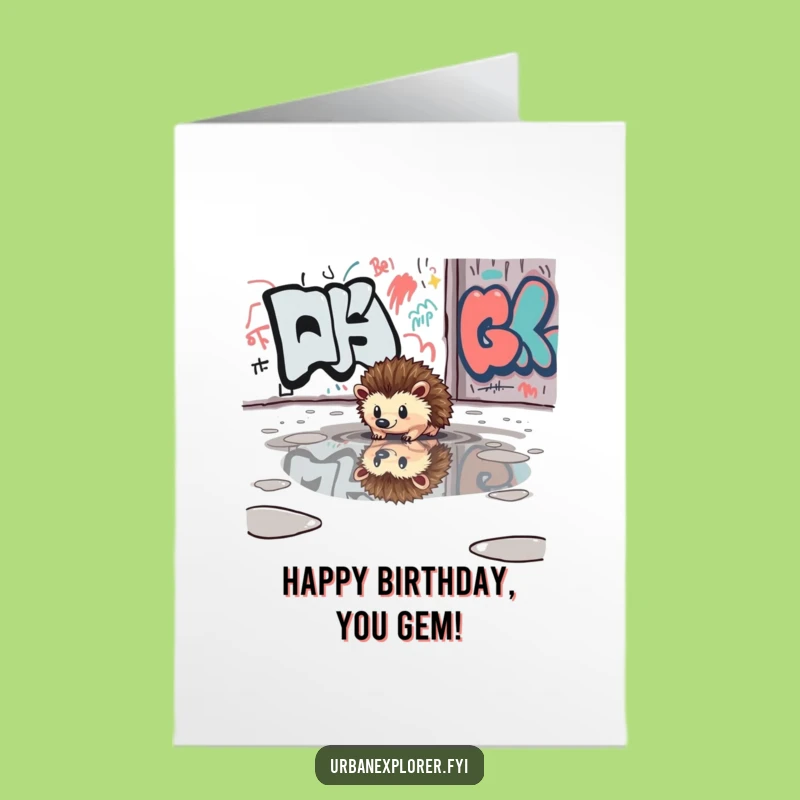 Free Printable Birthday Card: Pensive Hedgehog Reflection Downloadable Gift for Thoughtful