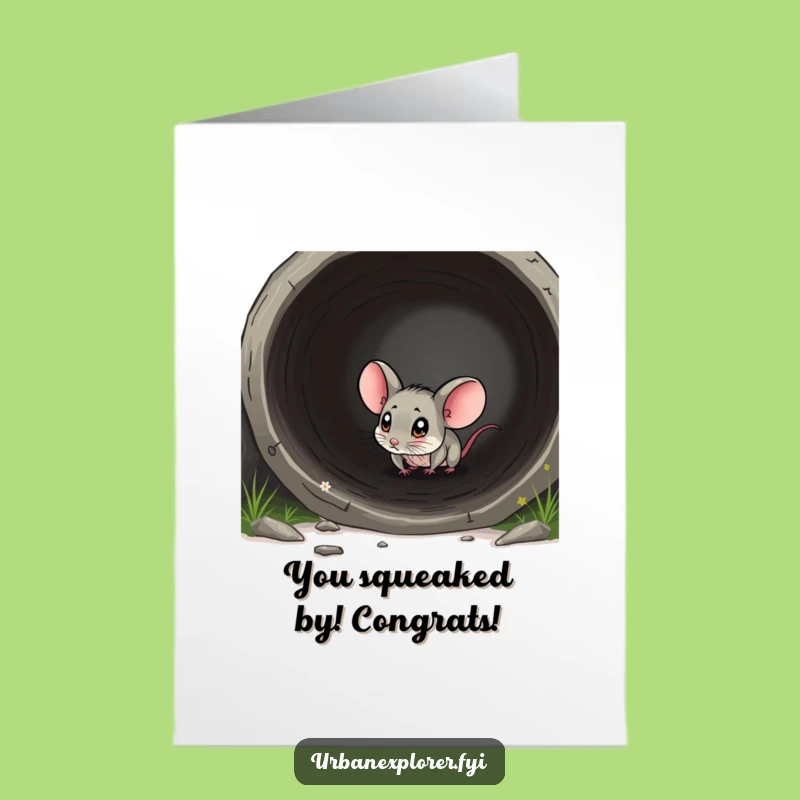 Free Printable Congrats Card: Curious Mouse, Funny Downloadable Gift for Explorers