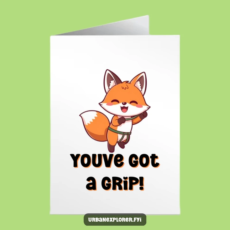 Free Printable Congrats Card: Fox Scales New Heights, Funny Downloadable Achievement Gift