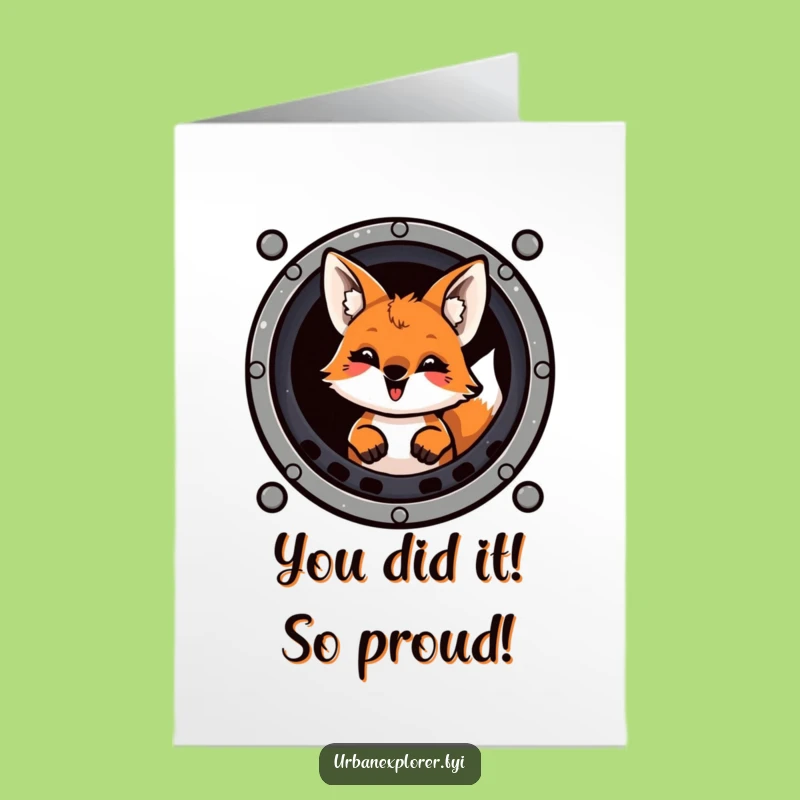 Free Printable Congrats Card: Sneaky Fox Grin, Funny Downloadable
