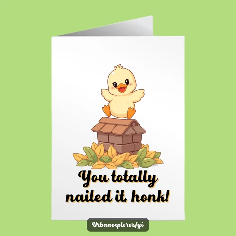 Free Printable Duckling Leaping Congrats Card - Funny Animal Printable Downloadable Gift
