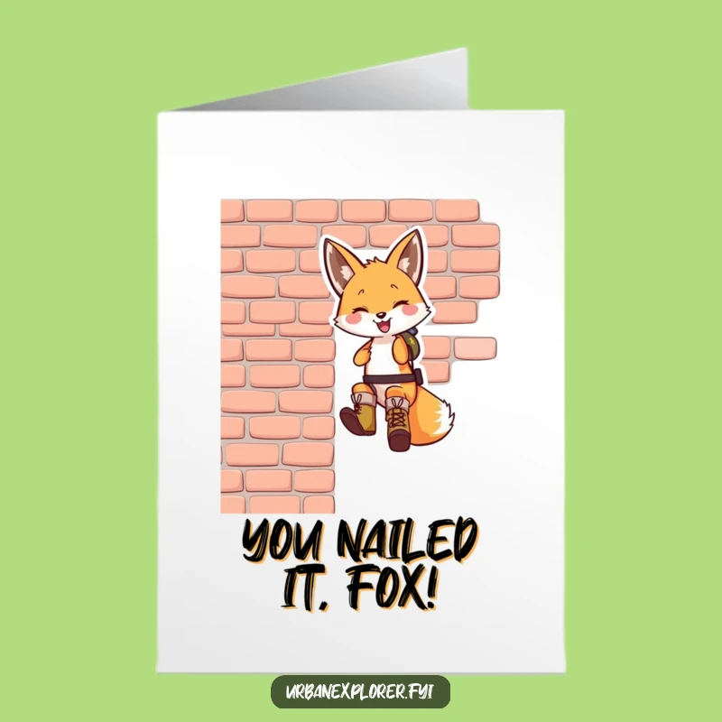 Free Printable Congrats Card: Fox Rappels to Success Funny Downloadable Gift!