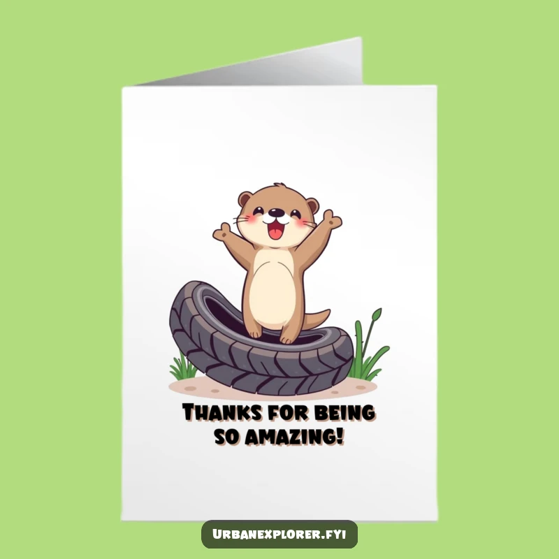 Free Printable Thank You Card: Otter's Tire Balance Gratitude