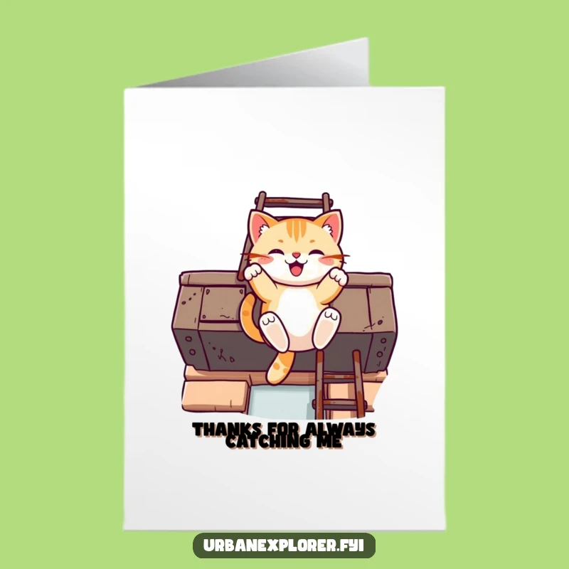 Free Printable Cat Thank You Card: Swinging Thanks, Funny Downloadable Gift of Gratitude