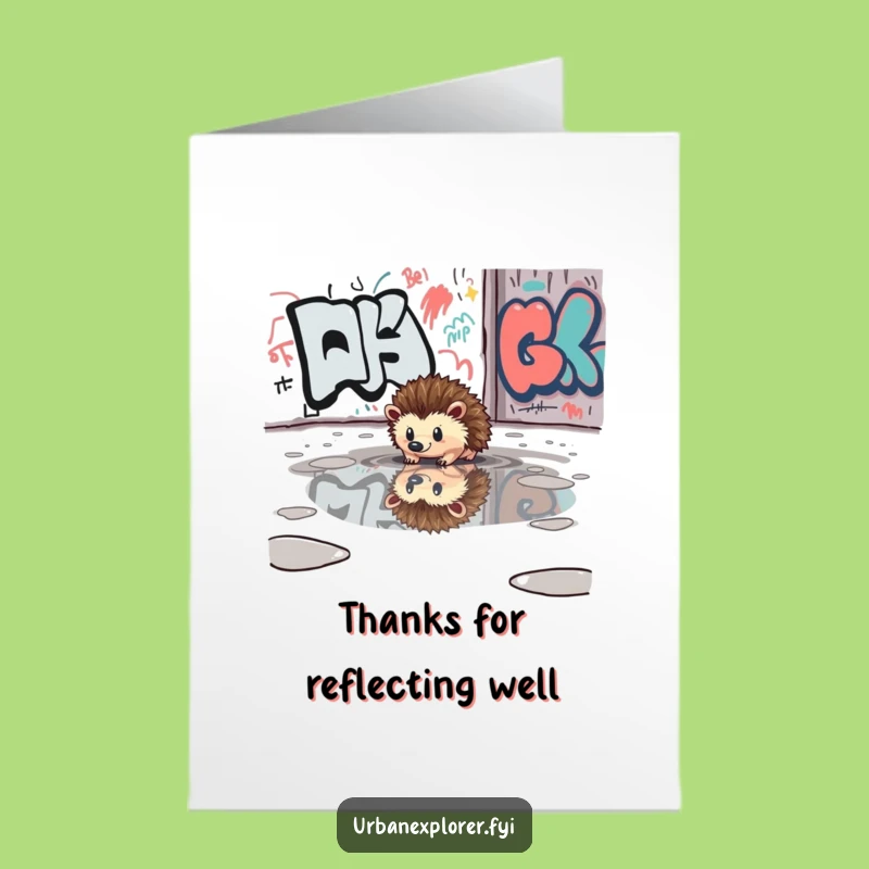 Free Printable Thank You Card: Grateful Hedgehog Reflection Downloadable Gift for Thanks