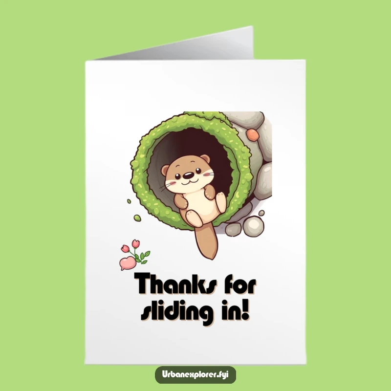 Free Printable Otter Thank You Card: Grateful Sliding Fun for a Downhill Appreciation