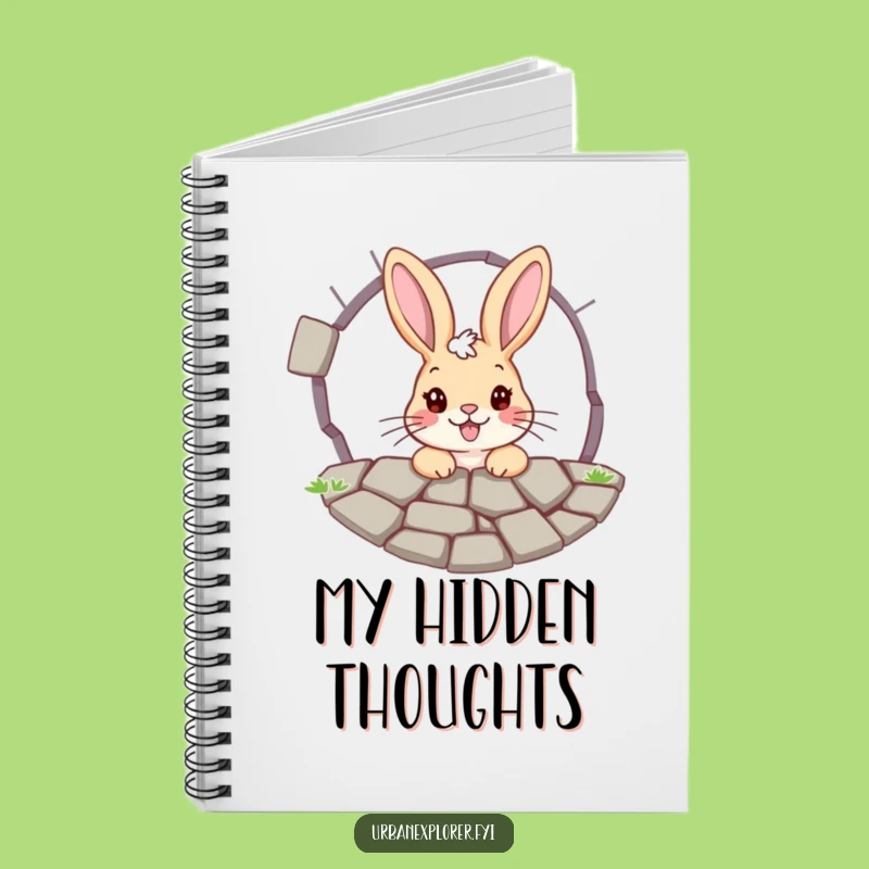 Funny Bunny Pavement Grate Notebook - Jot Down Your Curious Thoughts in This Whimsical Journal