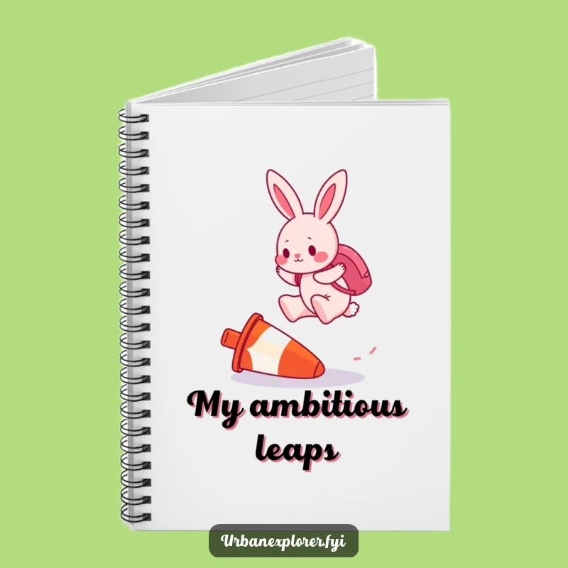 Funny Pink Bunny Traffic Cone Jump Notebook - Hare's Adventure Journal