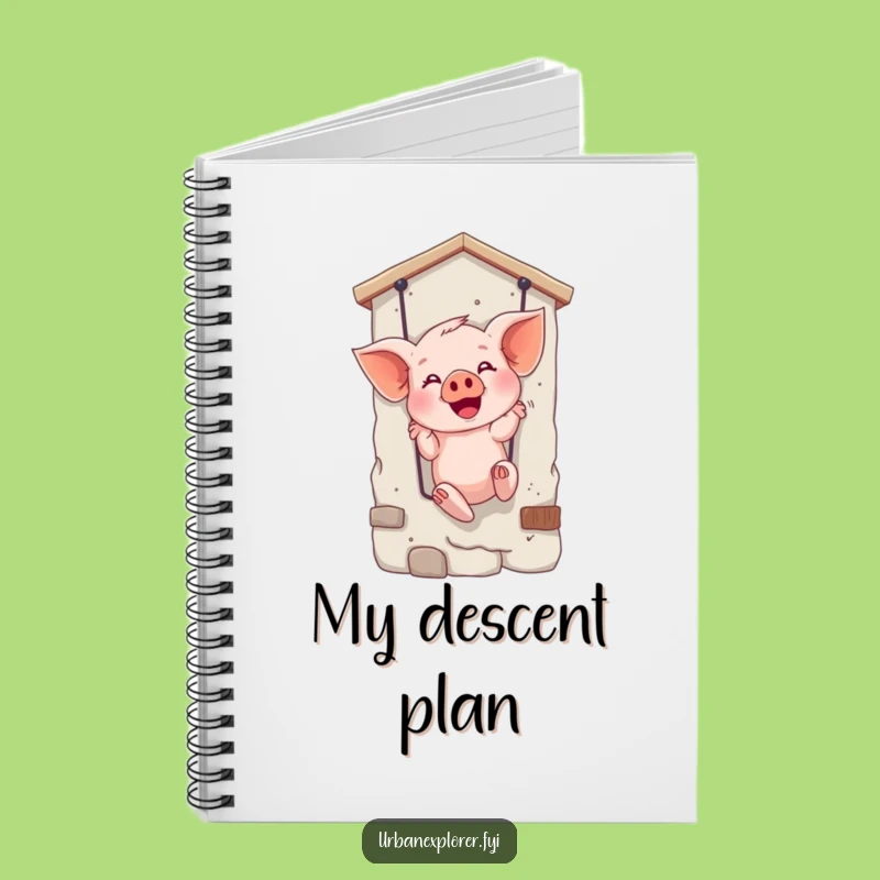 Funny Giggling Piglet Rappelling Notebook - Jot Down Adventures