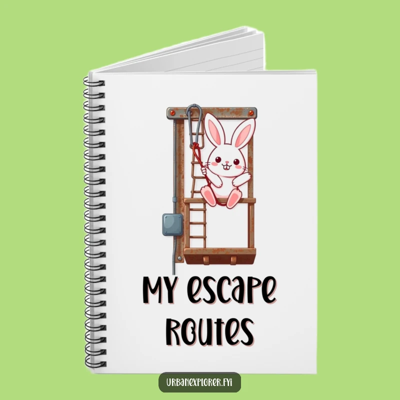 Funny Kawaii Bunny Notebook: Cute Rappelling Fire Escape Journal, Perfect Funny Gift