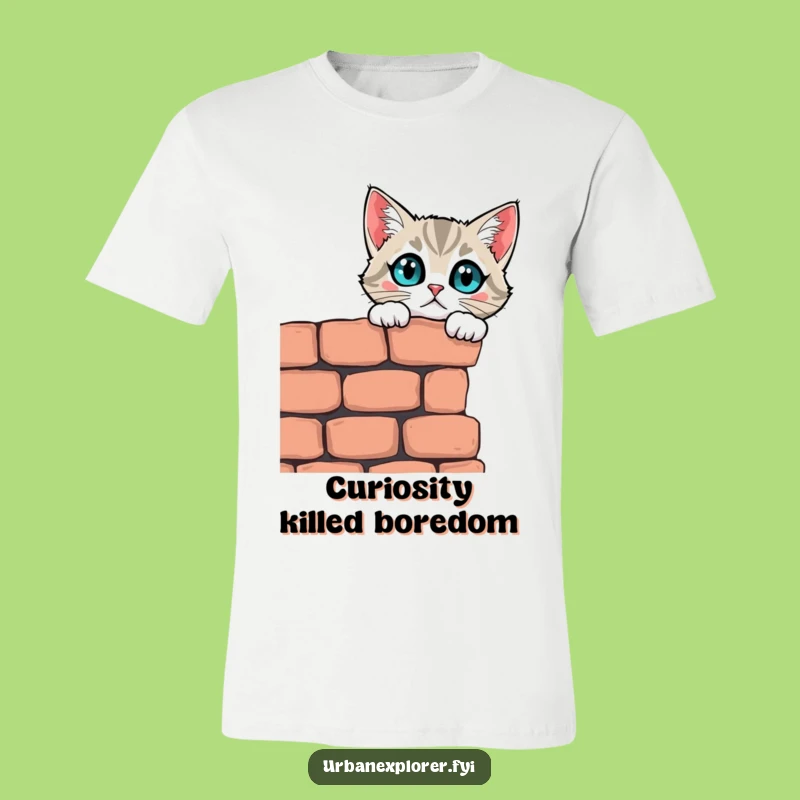 Funny Curious Cat Wall T-Shirt: Unleash Your Inner Explorer!