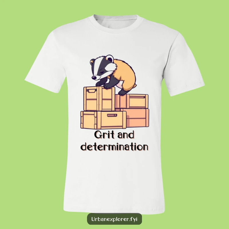 Funny Badger Climb T-Shirt: Grit & Determination Tee for Adventurers