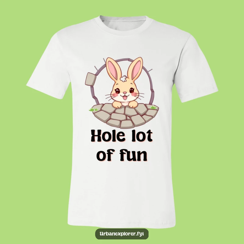 Funny Bunny Pavement Grate T-Shirt - Embrace Curiosity with This Whimsical Tee
