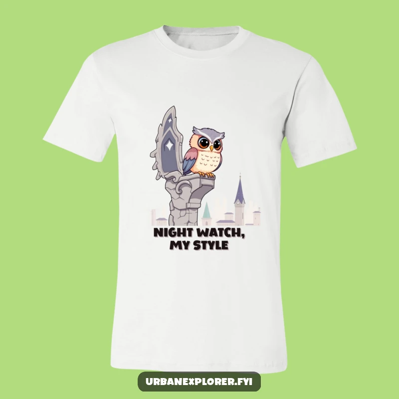 Funny Kawaii Owl T-Shirt - Hilarious Gargoyle City View Tee
