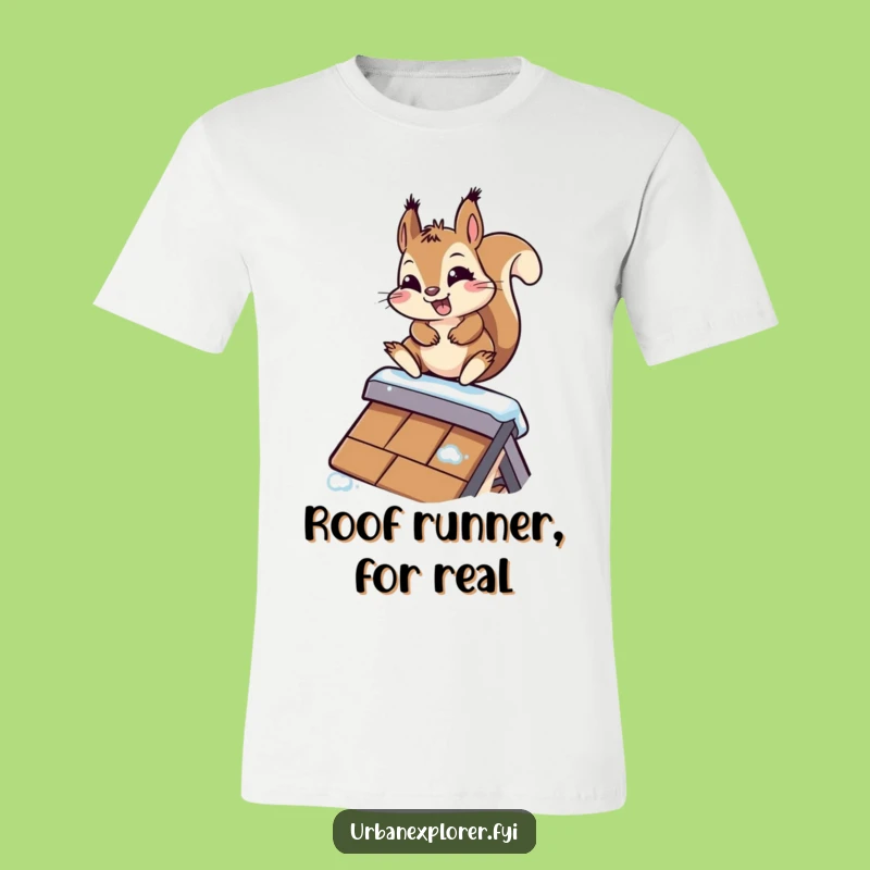 Funny Kawaii Squirrel T-Shirt - Hilarious Rooftop Adventure Tee