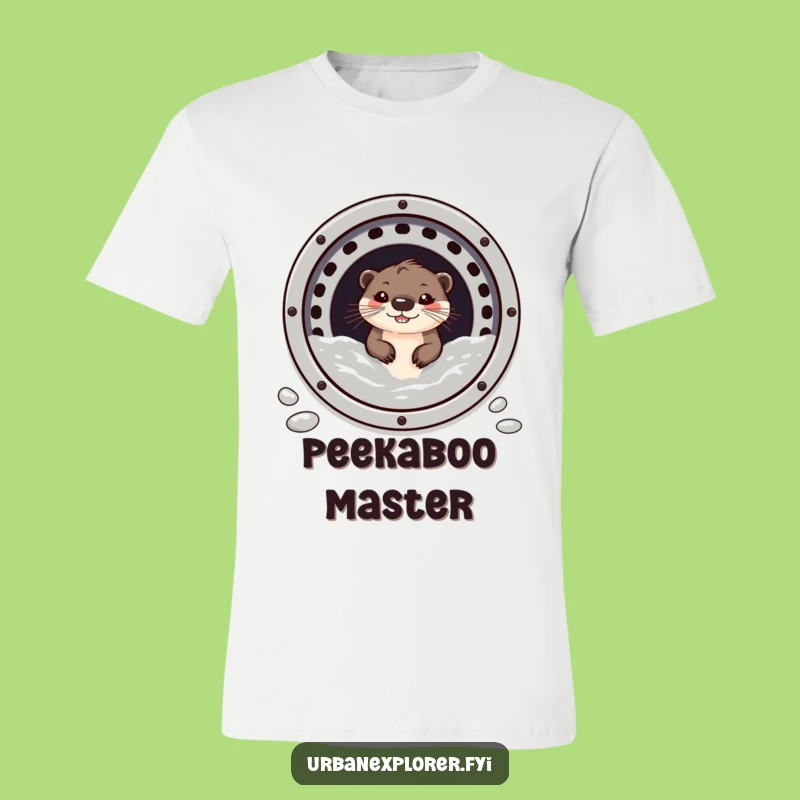 Funny Otter Grin T-Shirt: Sewer Peek Surprise, Hilarious Animal Tee