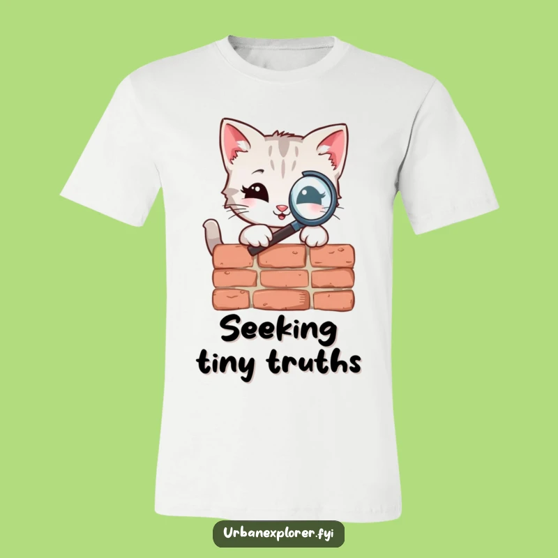 Funny Kitten Magnifying Glass T-Shirt: Detective Cat Graphic Tee Gift